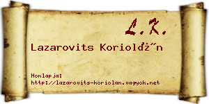 Lazarovits Koriolán névjegykártya